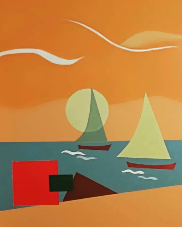 Barche e sole, decorazione murale